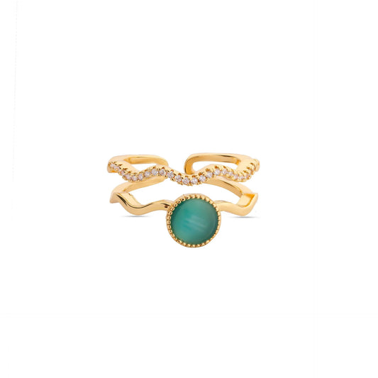 Chaseldor Blue Stone Double Row Ring