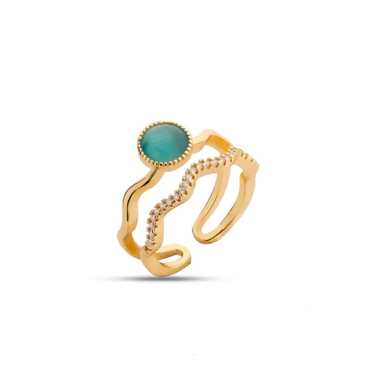 Chaseldor Blue Stone Double Row Ring