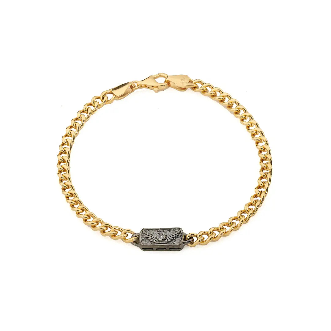 Chaseldor Unisex Silver Gold-black Chain Bracelet