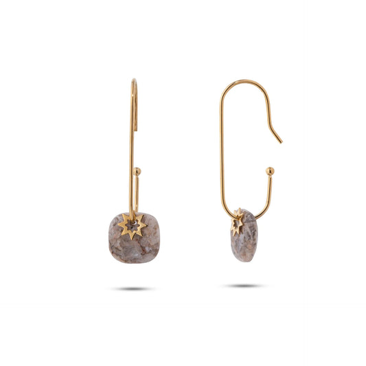 Chaseldor Hoshi Brown Natural Stone Steel Women's Earrings