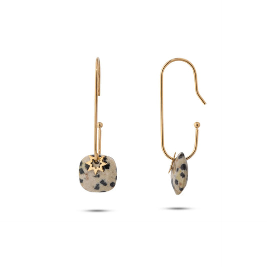 Chaseldor Hoshi Gold Leopard Print Natural Stone Steel Women Earrings