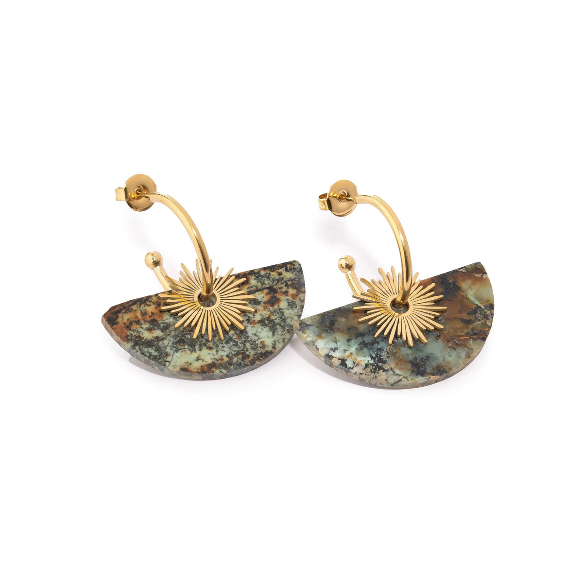 Chaseldor Jiji Gold Colorful Natural Stone Gold Plated Steel Women Earrings