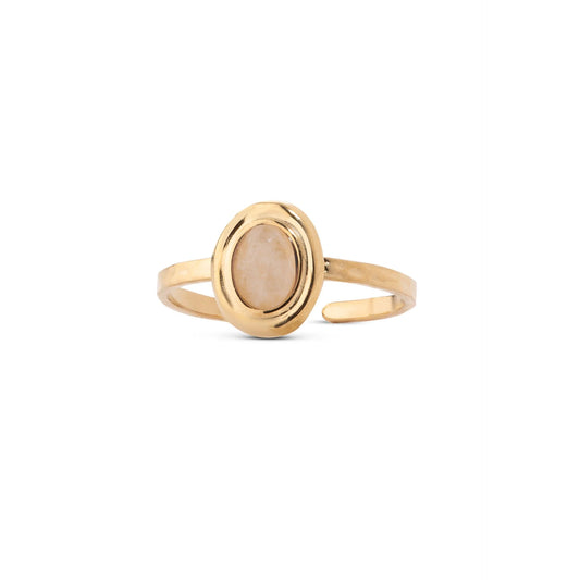 Chaseldor Lisa Gold White Natural Stone Gold Plated Steel Women's Ring