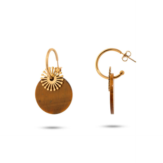 Chaseldor Maki Brown Natural Stone Steel Women Earrings
