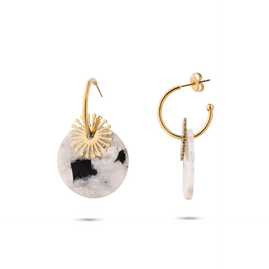 Chaseldor Maki White Natural Stone Steel Women's Earrings