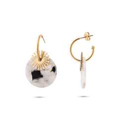 Chaseldor Maki White Natural Stone Steel Women's Earrings