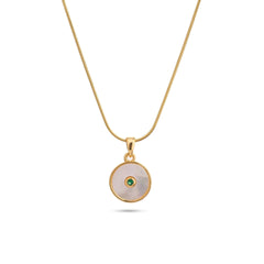 Chaseldor Oval Mother of Pearl Green Stone Necklace