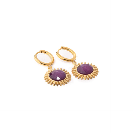 Chaseldor Sun Burgundy Natural Stone Steel Women Earrings