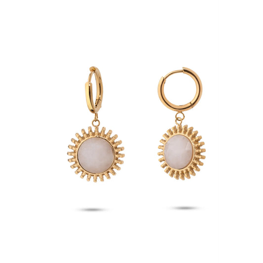 Chaseldor Sun Gold White Natural Stone Gold Plated Steel Women Earrings