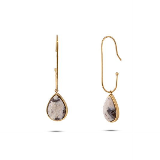 Chaseldor Yuna Cream Color Natural Stone Steel Women's Earrings