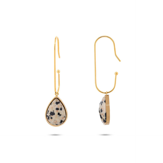 Chaseldor Yuna Gold Leopard Print Natural Stone Gold Plated Steel Women Earrings