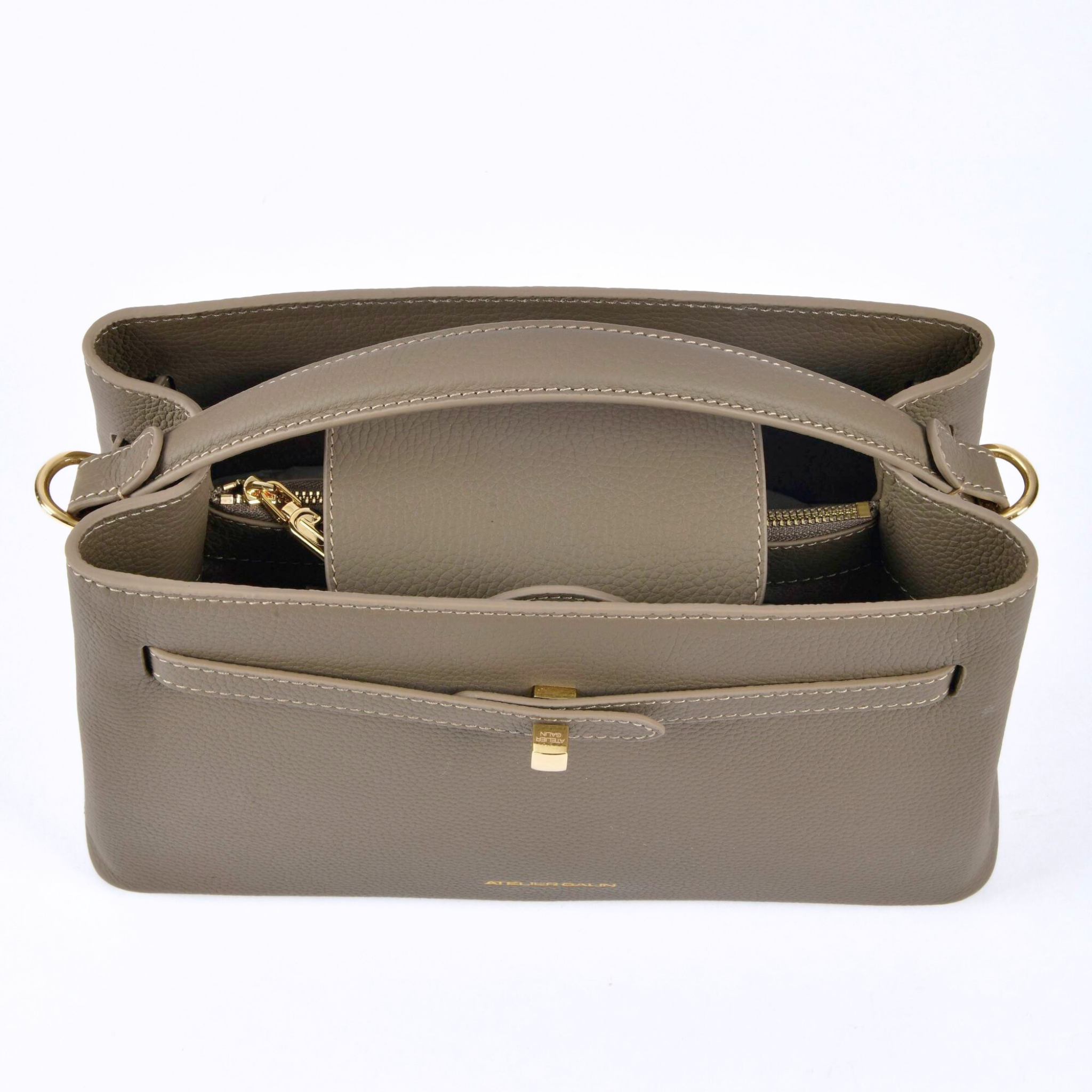 Atelier Galin Cube Lock Bag - Mink