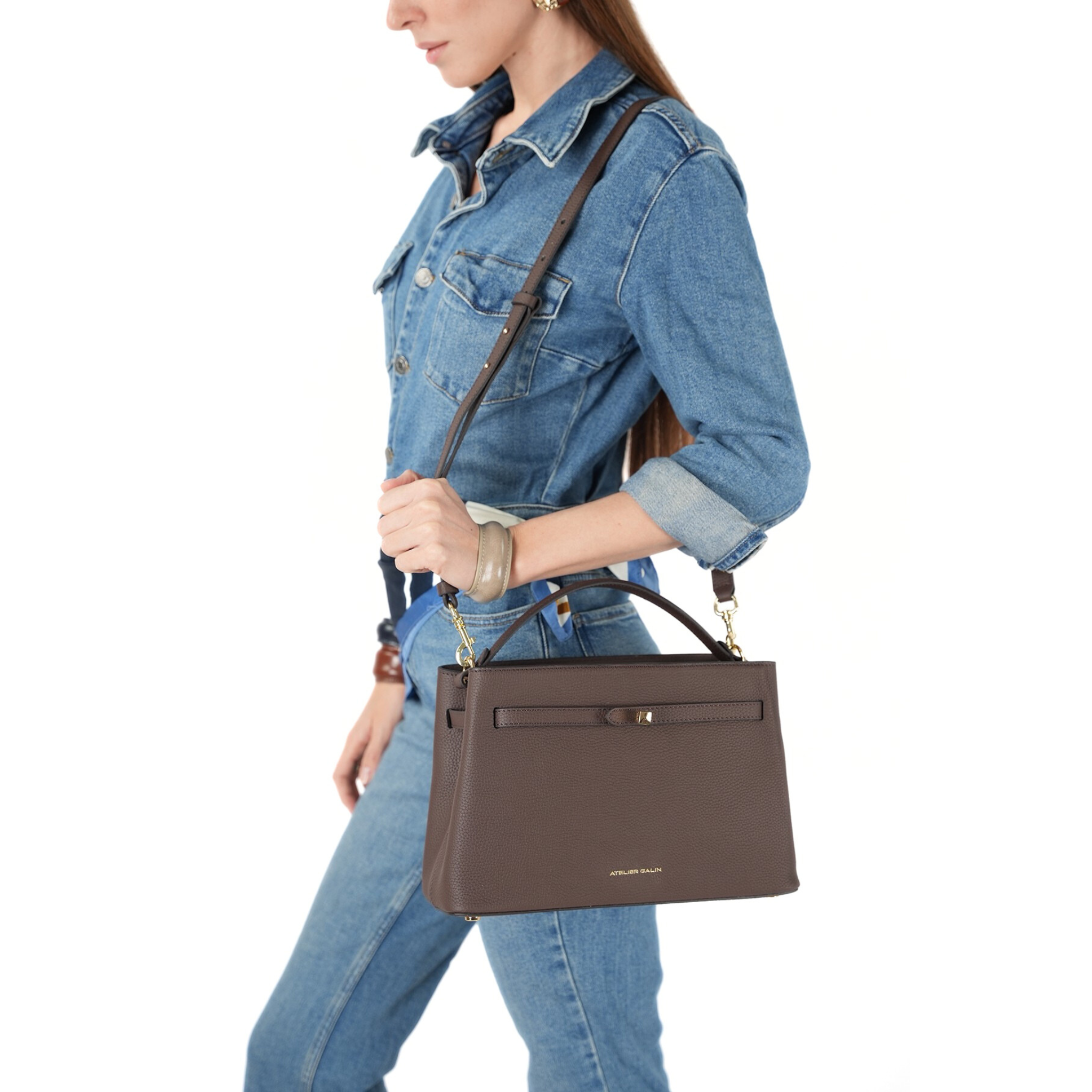 Atelier Galin Cube Lock Bag - Choco