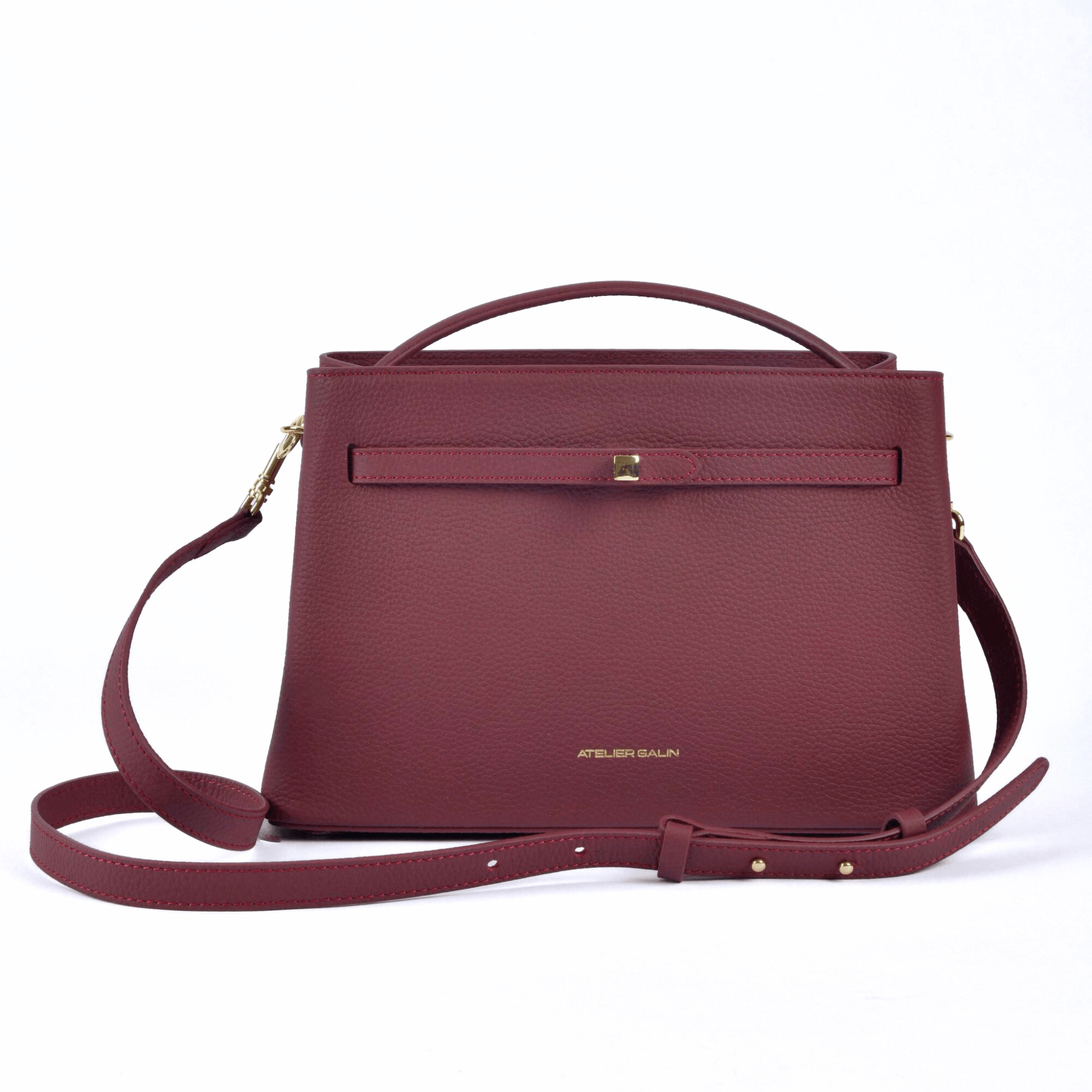 Atelier Galin Cube Lock Bag - Merlot