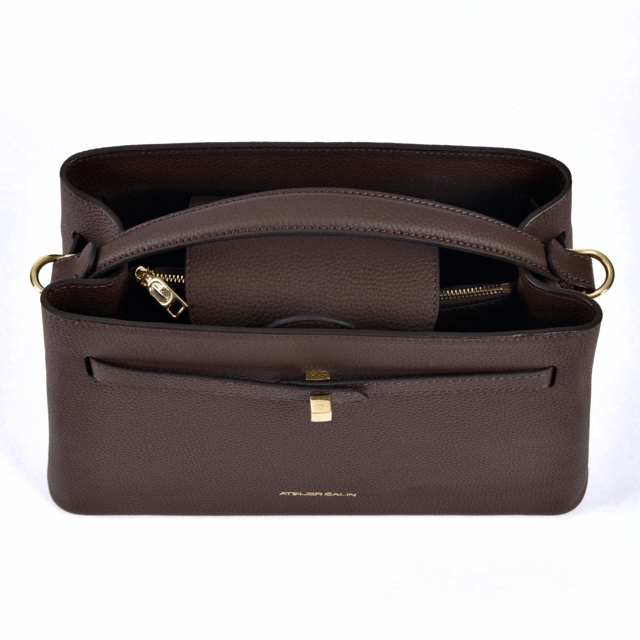 Atelier Galin Cube Lock Bag - Choco