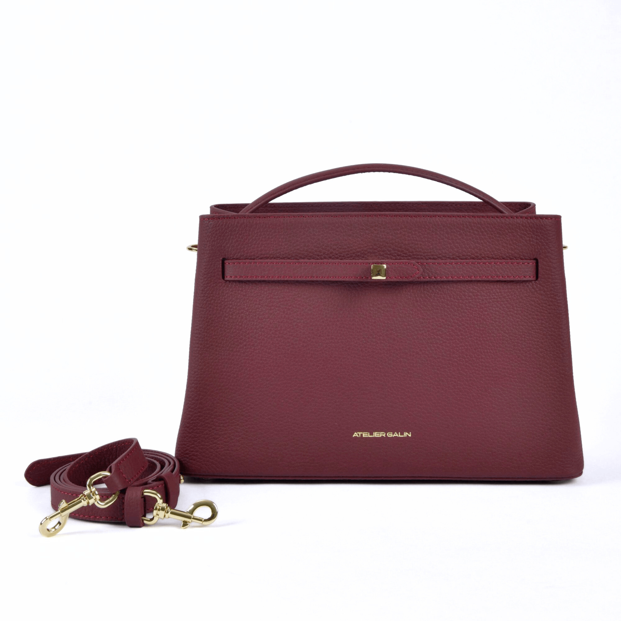 Atelier Galin Cube Lock Bag - Merlot