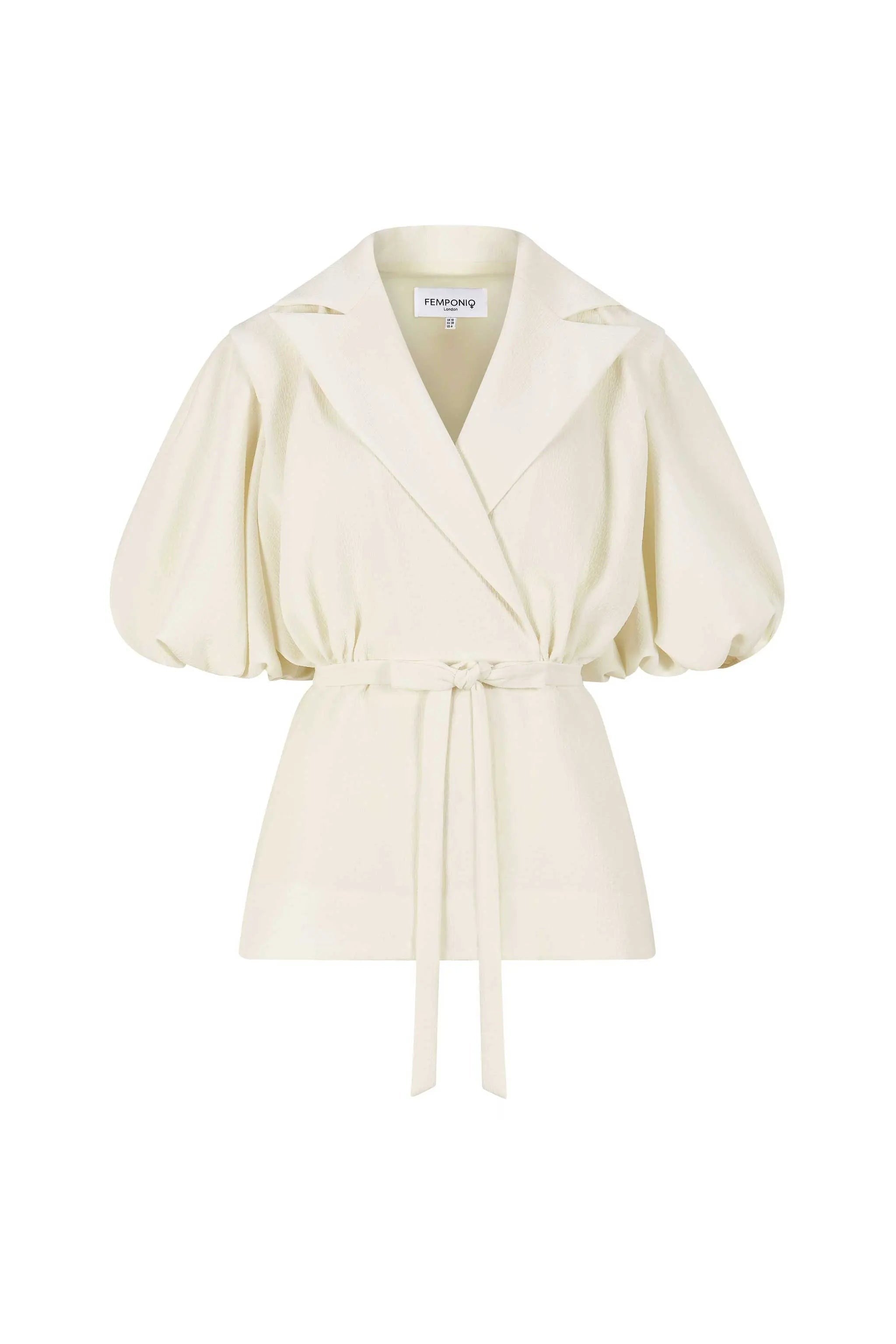 Femponiq London Tailored White Puff Sleeve Blouse