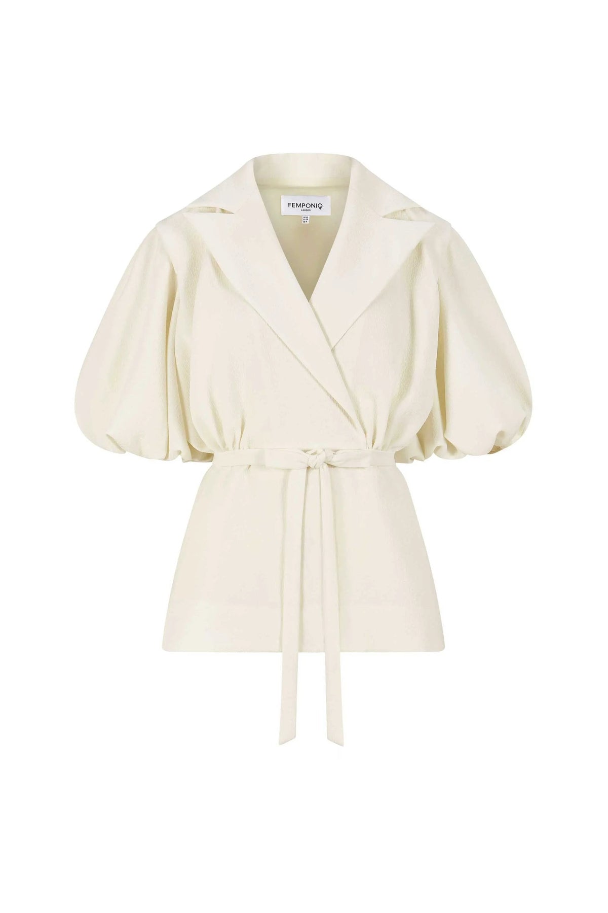 Femponiq London Tailored White Puff Sleeve Blouse