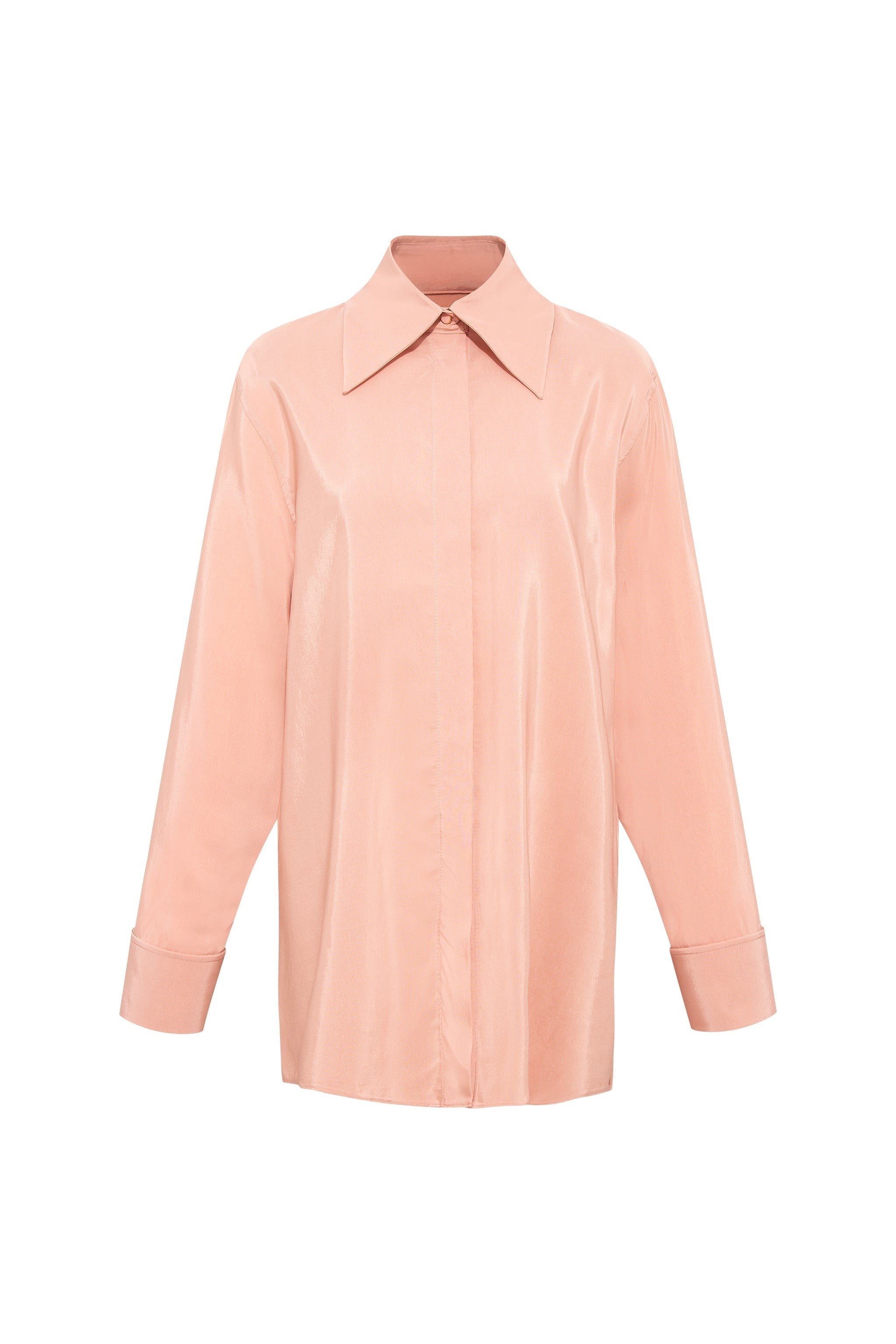 Femponiq London Viscose Rayon Gathered Back Shirt (Rose)