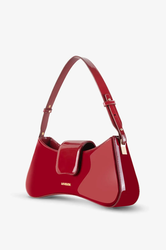 Loventa Adjustable Shoulder Bag Greta (Customizable) Palent Leather Clared Red