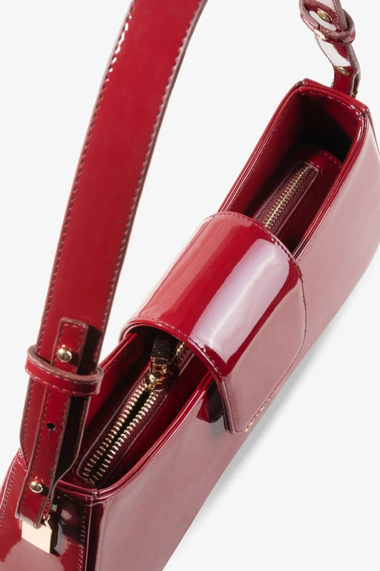 Loventa Adjustable Shoulder Bag Greta (Customizable) Palent Leather Clared Red