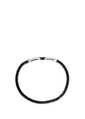 Chaseldor Silver Thin Black Stone Gold Plated Women's Bracelet