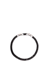 Chaseldor Silver Thick Black Stone Gold Plated Women's Bracelet