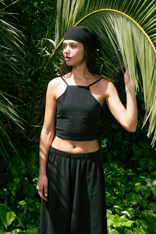 Handarte Los Angeles Siyah Şile Bezi Kare Crop