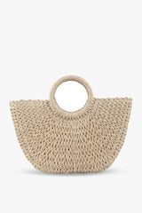 Loventa Large Straw Bag with Straps Eshe Beige