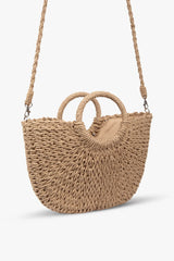 Loventa Large Straw Bag with Straps Eshe Camel