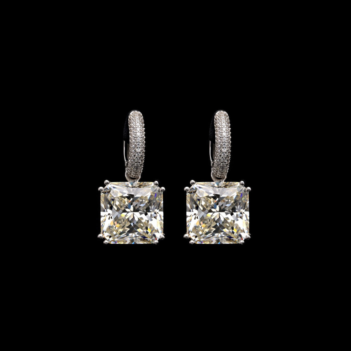 SooSilkyGems SQUARE SOLITAIRE EARRINGS
