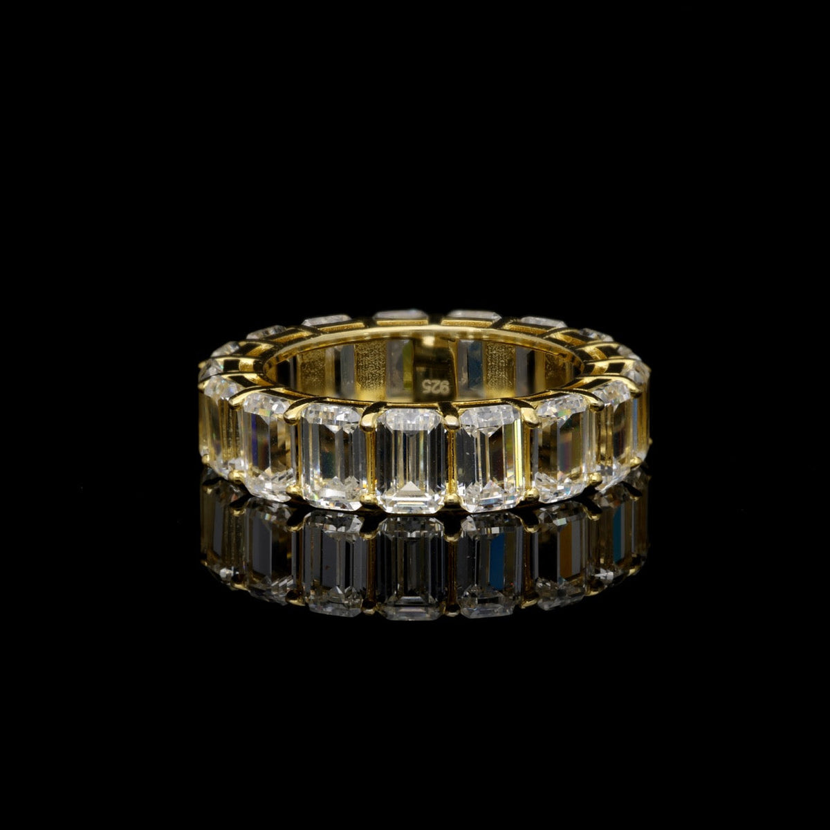 SooSilkyGems BAGUETTES WEDDING BAND WITH GOLD COLOR