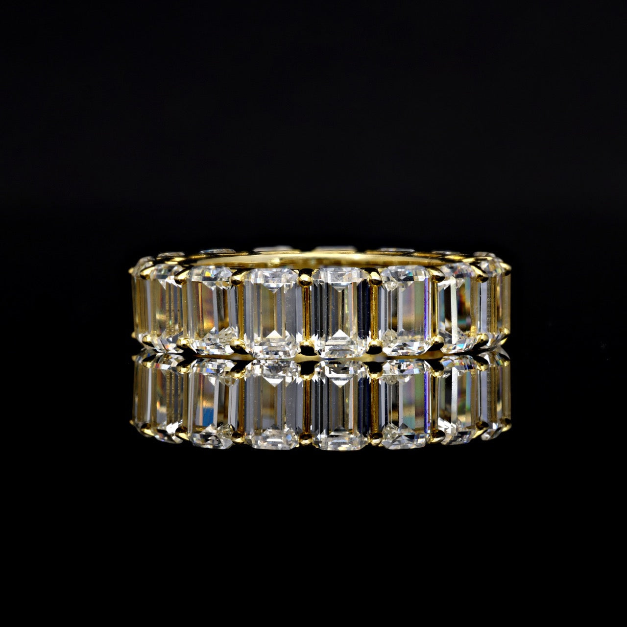 SooSilkyGems BAGUETTES WEDDING BAND WITH GOLD COLOR