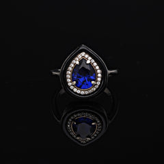 SooSilkyGems ENAMEL TEARDROP SOLITAIRE RING