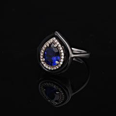 SooSilkyGems ENAMEL TEARDROP SOLITAIRE RING