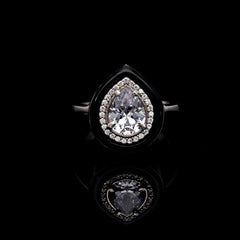 SooSilkyGems ENAMEL TEARDROP SOLITAIRE RING