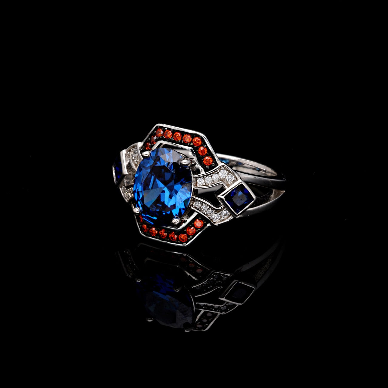 SooSilkyGems RING WITH SAPPHIRE SOLITAIRE CENTER STONE