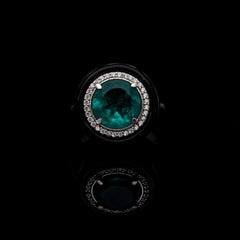 SooSilkyGems ROUND SOLITAIRE ENAMEL SIDE RING