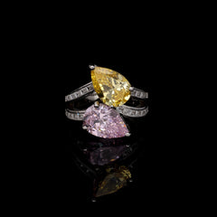 SooSilkyGems BICOLOR PEARSHAPE SOLITAIRE RING