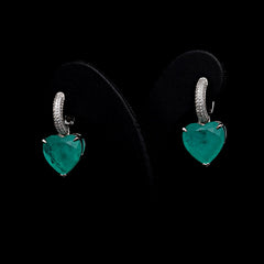 SooSilkyGems MINI HOOP HEART SOLITAIRE STUD EARRINGS