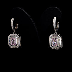SooSilkyGems PAVE SIDE DETAILED PINK DIAMOND DROP EARRINGS