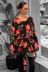 Crescent Line Sunrose Kimono Tunic Dress