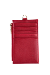 Dellel Deri Red Zipper Card Holder