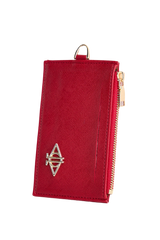 Dellel Deri Red Zipper Card Holder