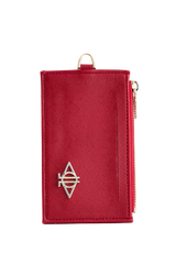Dellel Deri Red Zipper Card Holder