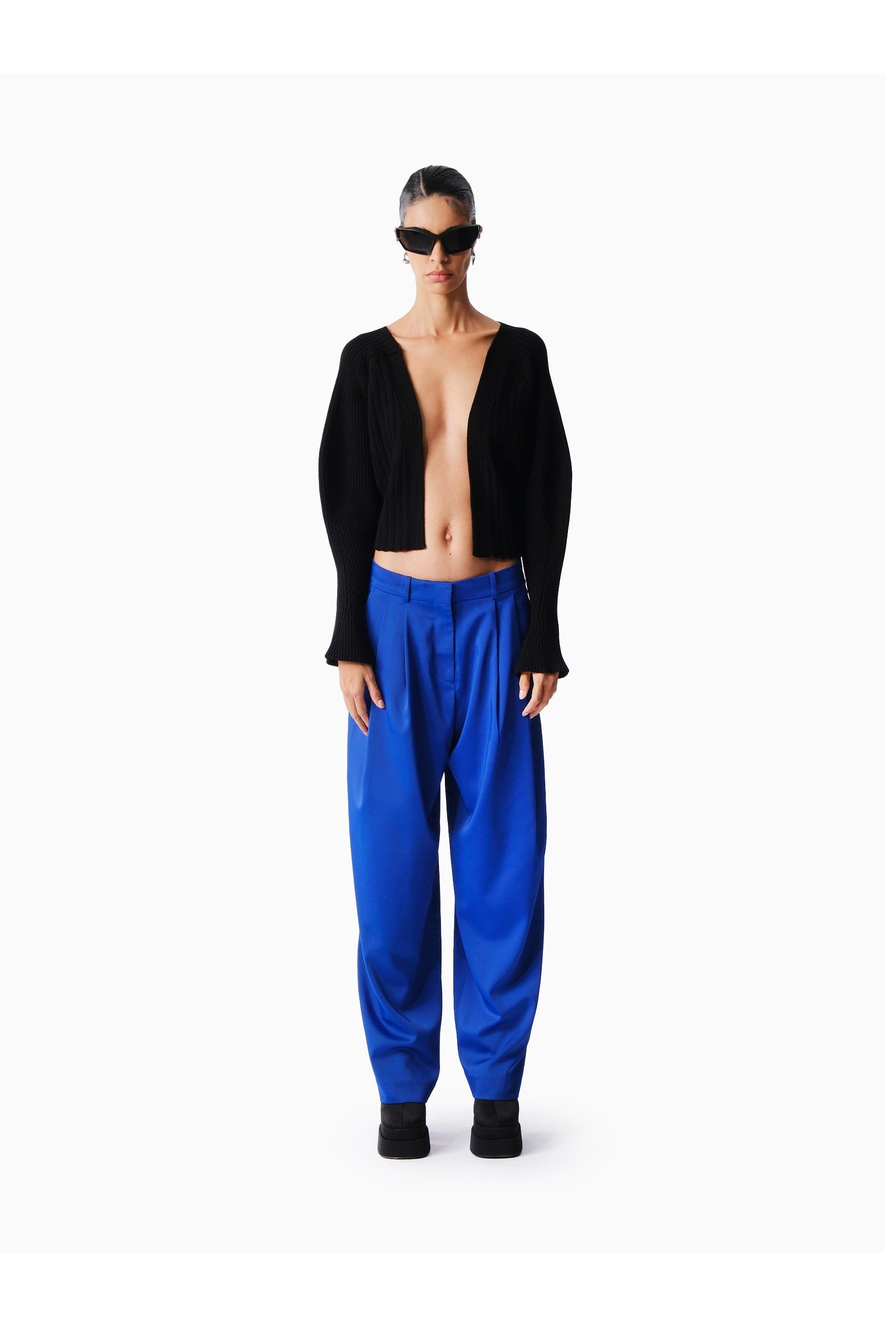 KNTLGY Black Knitted Crop Cardigan