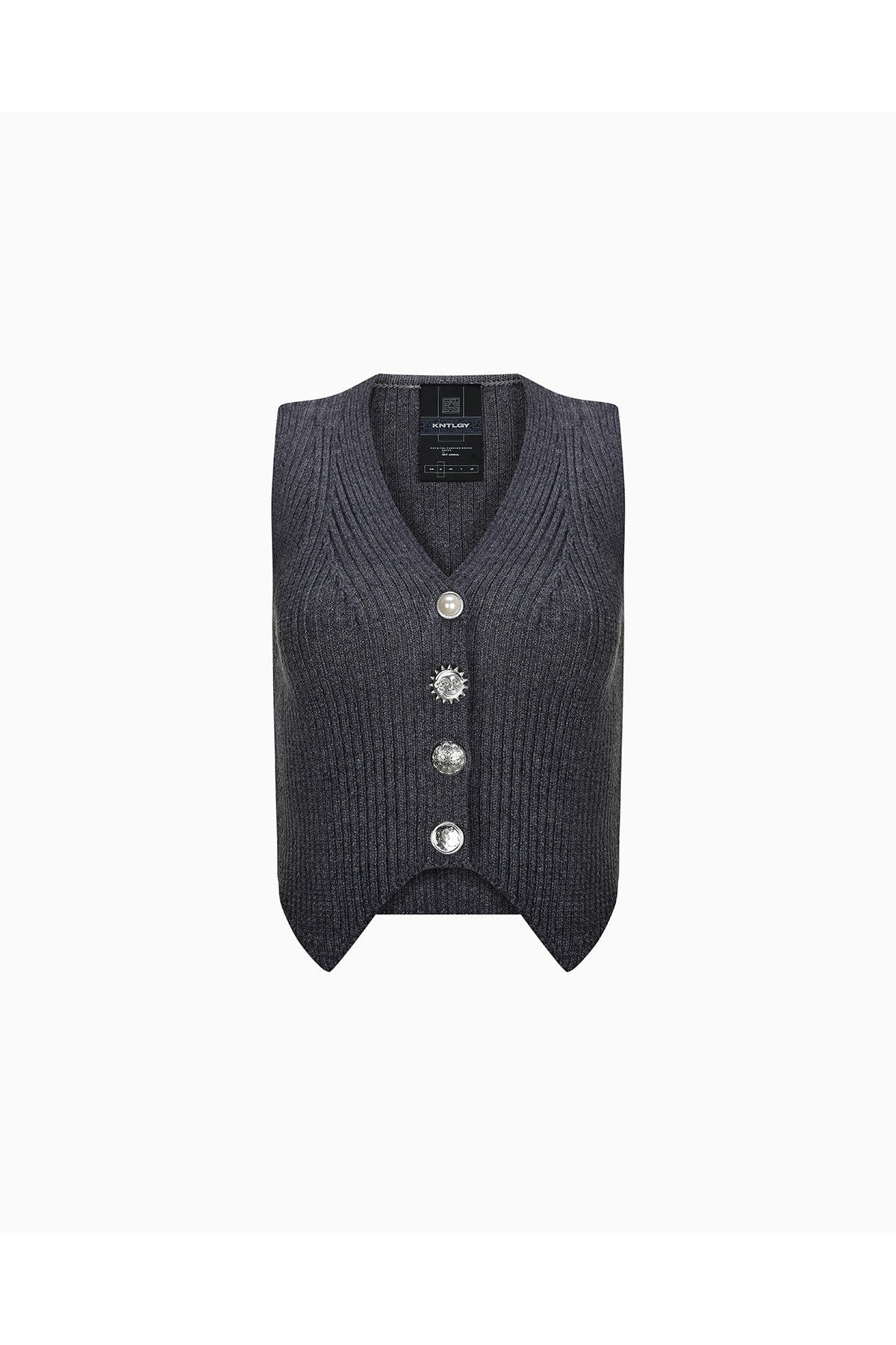 KNTLGY Multi Button Ribbed Vest