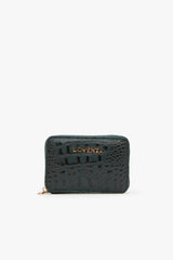 Loventa Genuine Leather Zippered Card Holder Wallet – Blanca Croco Green