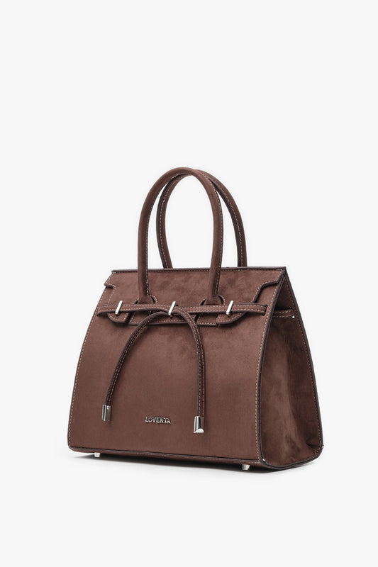 Loventa Midsize Hand Bag Ciara Bitter Brown Suede