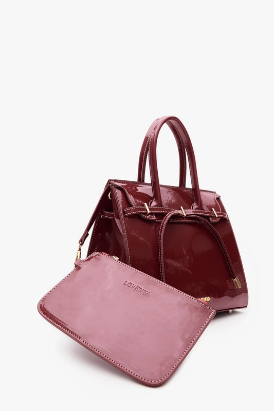 Loventa Midsize Hand Bag Ciara Patent Leather - Burgundy